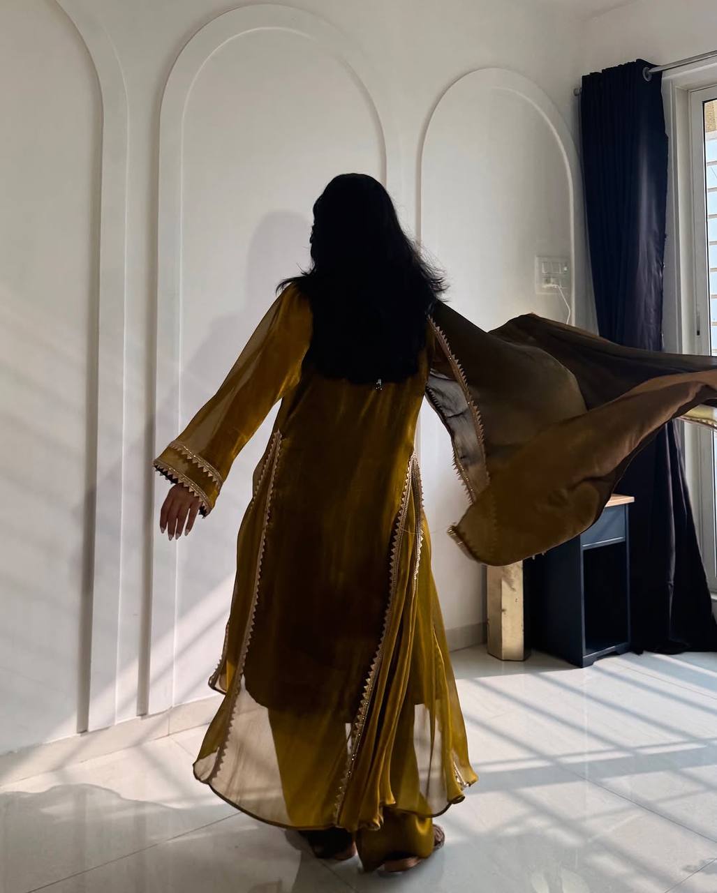 The Majestic Mustard Lustrous Gala Ensemble